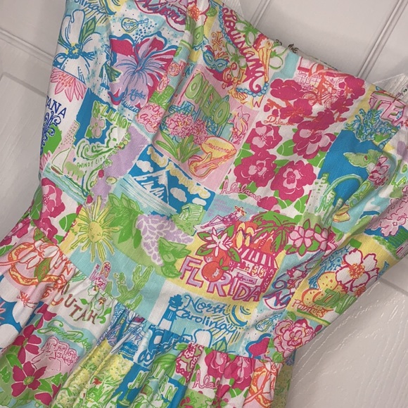 Lilly Pulitzer “State of Mind” Print Strapless Dress! - Picture 2 of 8